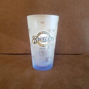 MLB Satin Frosted‎ 16oz Pint Glass Milwaukee Brewers Major League Baseball